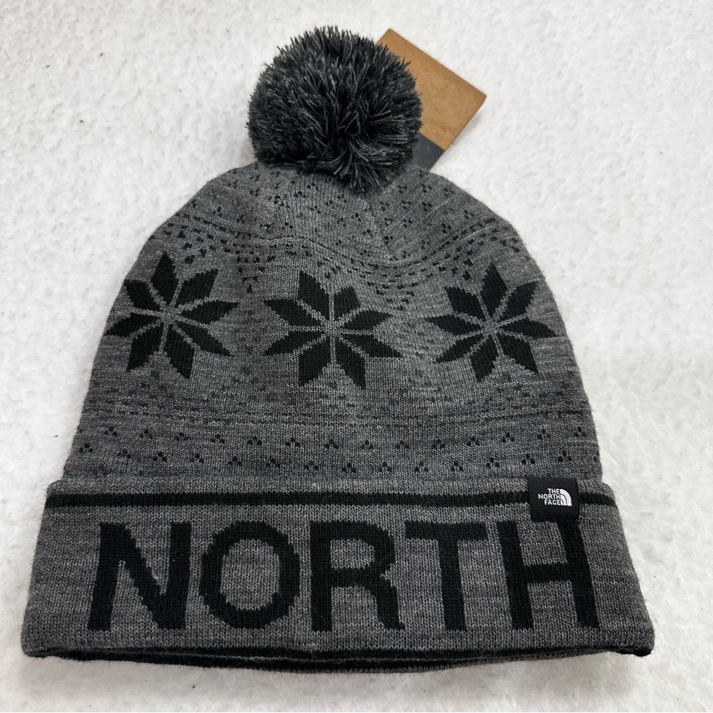 Grey Kids North Face Knit Hat